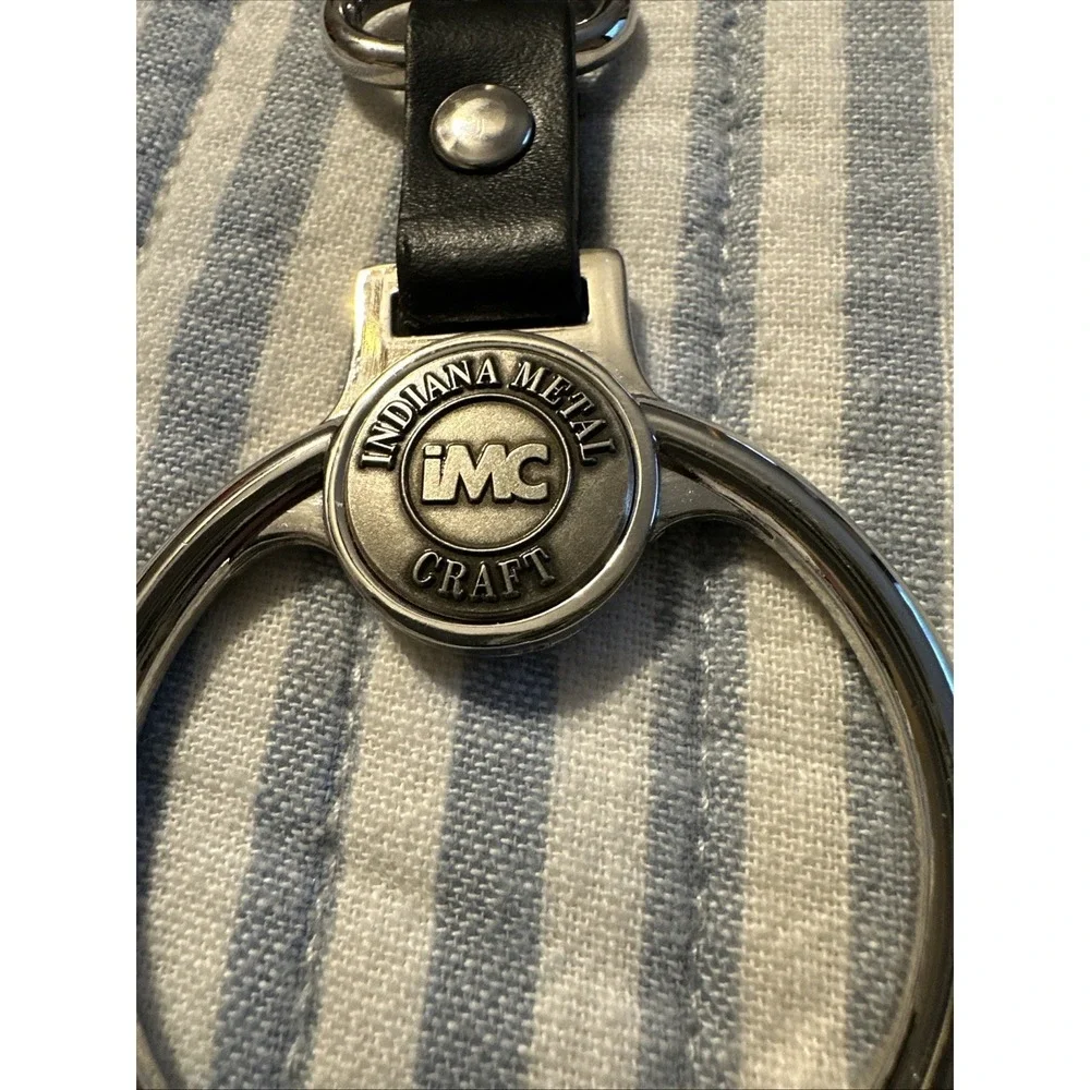 Indiana‎ Metal Craft IMC Silver Tone Black Leather Belt Loop Key Ring Holder